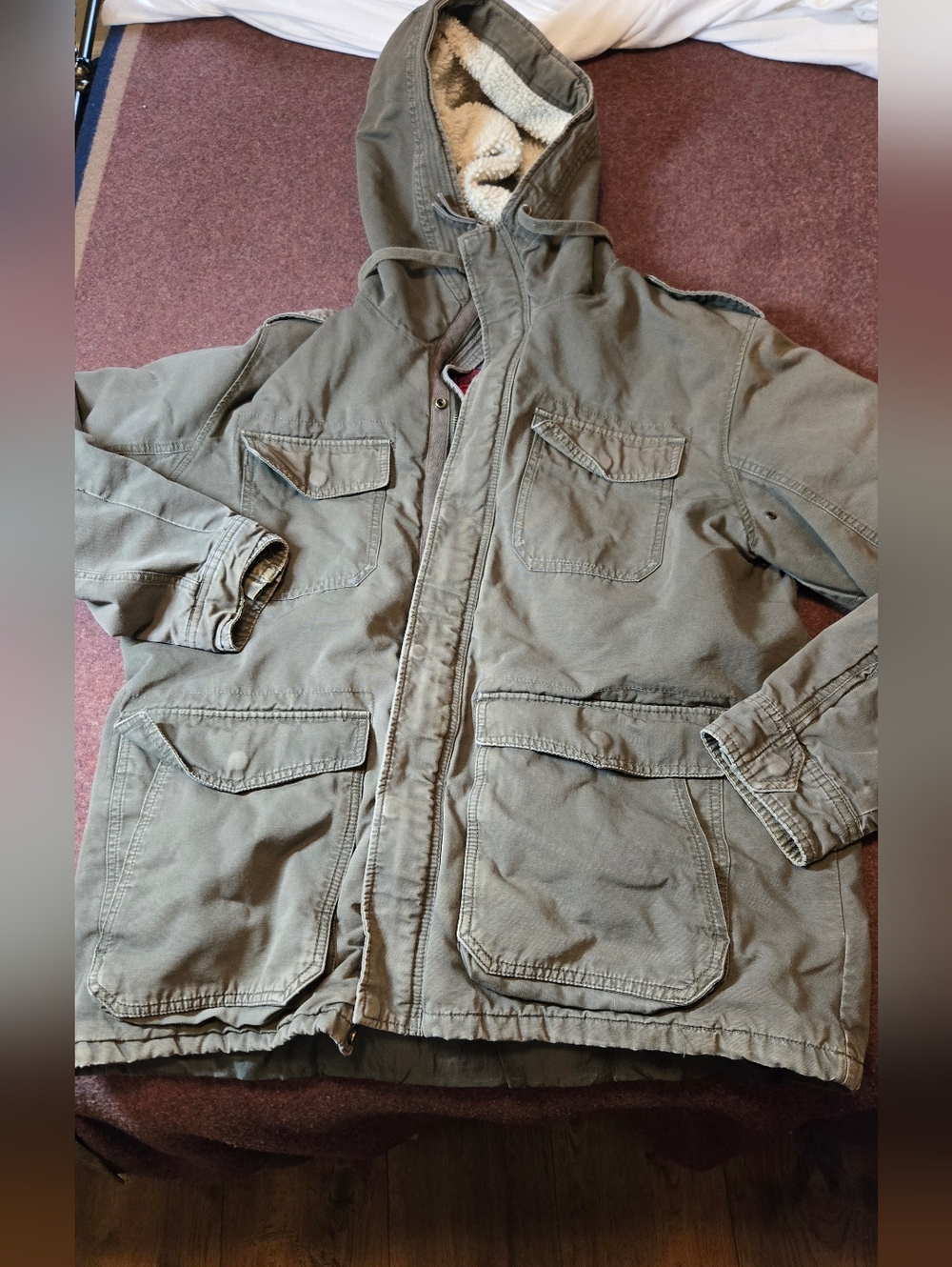 Label Of Graded Goods H&M Military Style Jackey XL Khaki Green Distressted